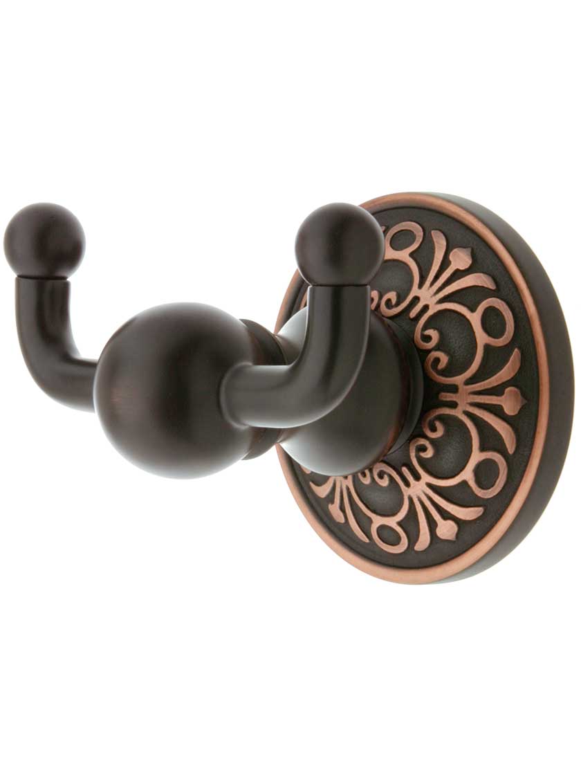 Forged Brass Double Hook With Lancaster Rosette